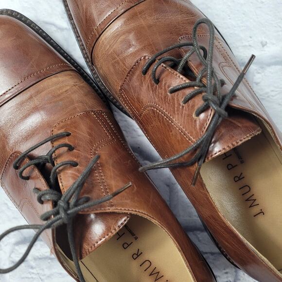 J. Murphy by Johnston & Murphy Brown Distressed Cap Toe Oxford 59 11056 size 10M - Picture 8 of 16